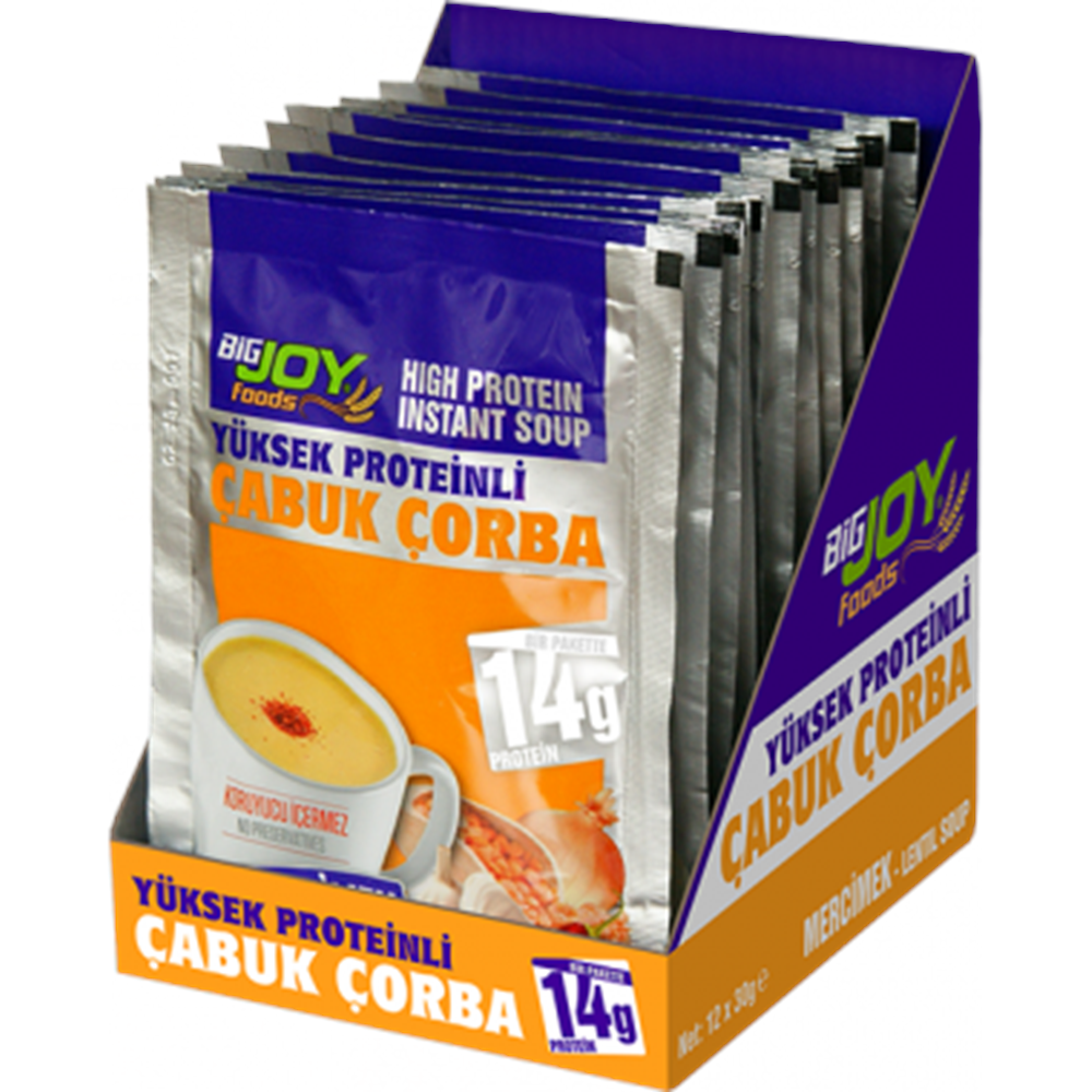 Bigjoy Yüksek Proteinli Çorba 12 x 30g Mercimek